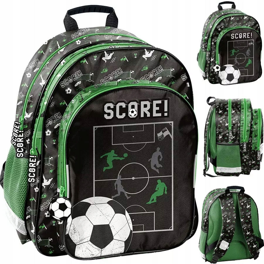 Paso 2-Chamber School Backpack for Grades 1-3 Score Football