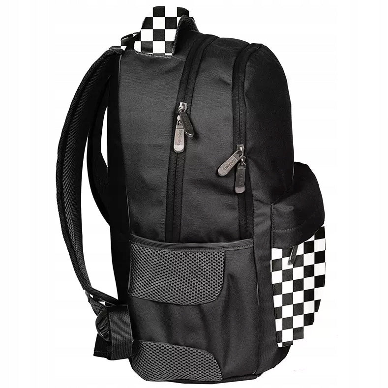 Paso Backpack 2-Chamber School Youth Chessboard Black BeuniQ Packaging status original