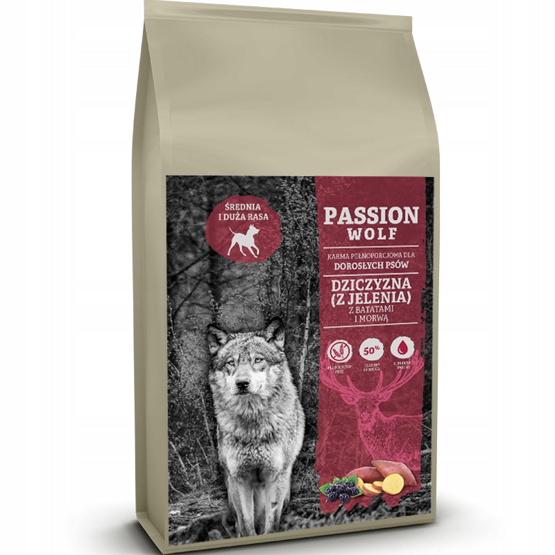 Passion Wolf Adult Medium Large Deer Venison with Batatas and Mulberry 12kg