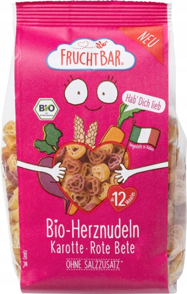 Pasta hearts with carrots beetroot and tomatoes BIO 300g Fruchtbar