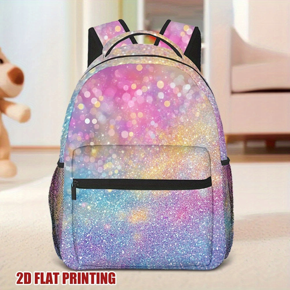Pastel Sparkle Print Travel Backpack - Elegant & Lightweight