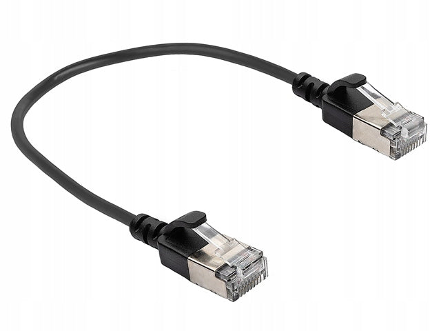 Patch cord cat.6A FTP shielded RJ45-RJ45 1:1 SLIM ULTRAFLEX black 0.3m EAN (GTIN) 5905247236555