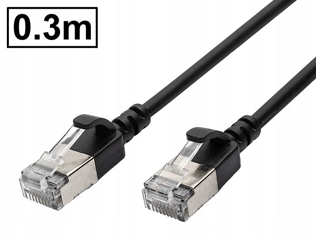 Patch cord cat.6A FTP shielded RJ45-RJ45 1:1 SLIM ULTRAFLEX black 0.3m