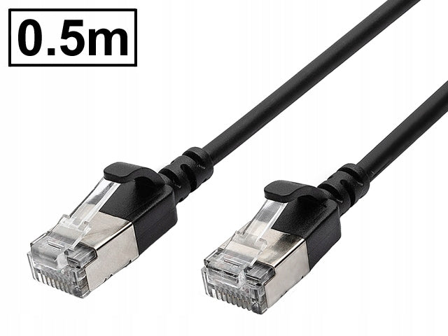 Patch cord cat.6A FTP shielded RJ45-RJ45 1:1 SLIM ULTRAFLEX black 0.5m