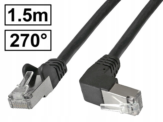 Patch cord cat.6A PIMF shielded RJ45-RJ45 1:1 angle 270st 1.5m