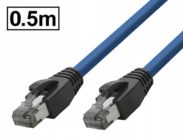 Patch cord cat.8.1 SFTP/PIMF shielded RJ45-RJ45 1:1 navy blue 0.5m
