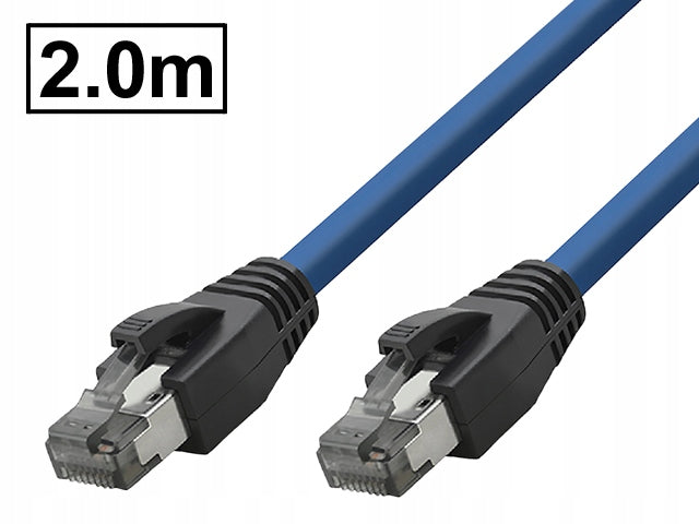 Patch cord cat.8.1 SFTP/PIMF shielded RJ45-RJ45 1:1 navy blue 2m
