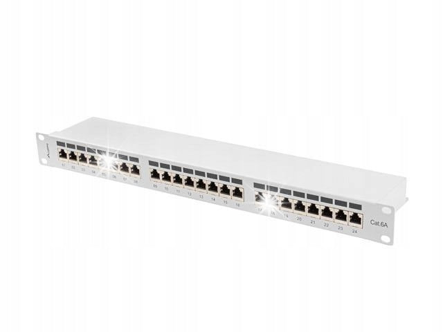 Patch panel Lanberg 24 port 1U cat.6A shielded grey