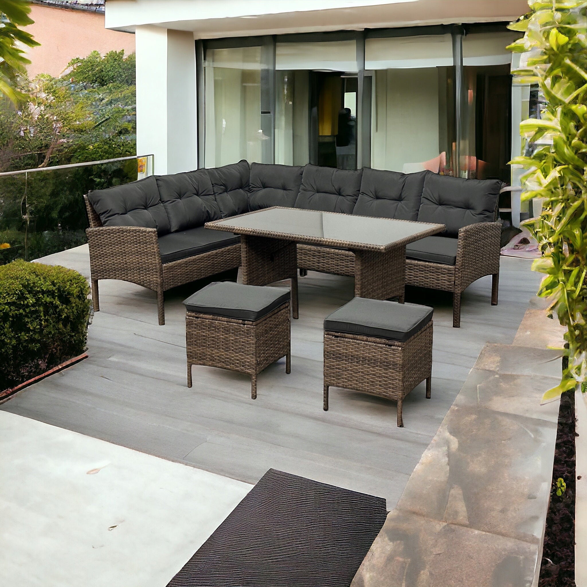 Patio Furniture / Seating Set / Technorattan Corner / Light Brown Manufacturer MTG Trade Group