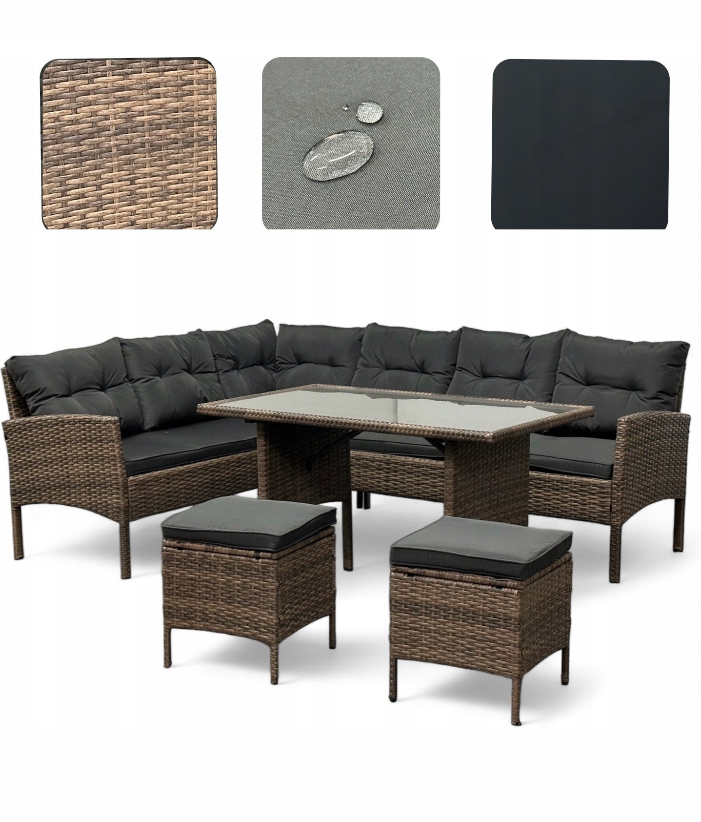 Patio Furniture / Seating Set / Technorattan Corner / Light Brown