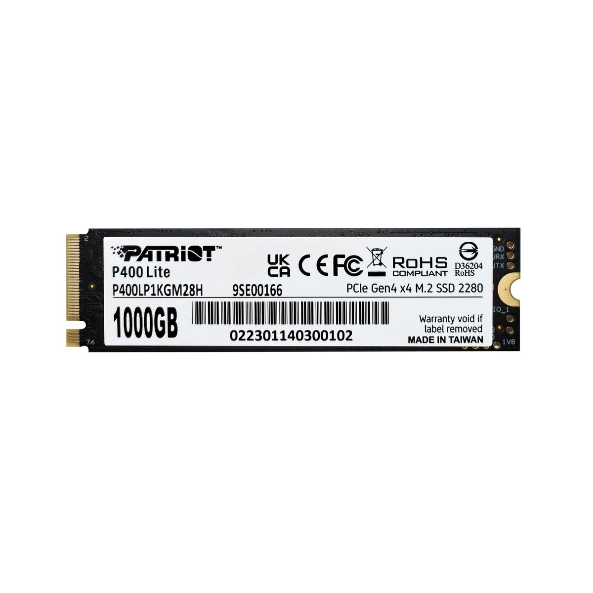 Patriot P400 Lite 1TB M.2 2280 PCIe Gen4 x4 NVMe SSD (3500/2700 MB/s) Manufacturer code P400LP1KGM28H