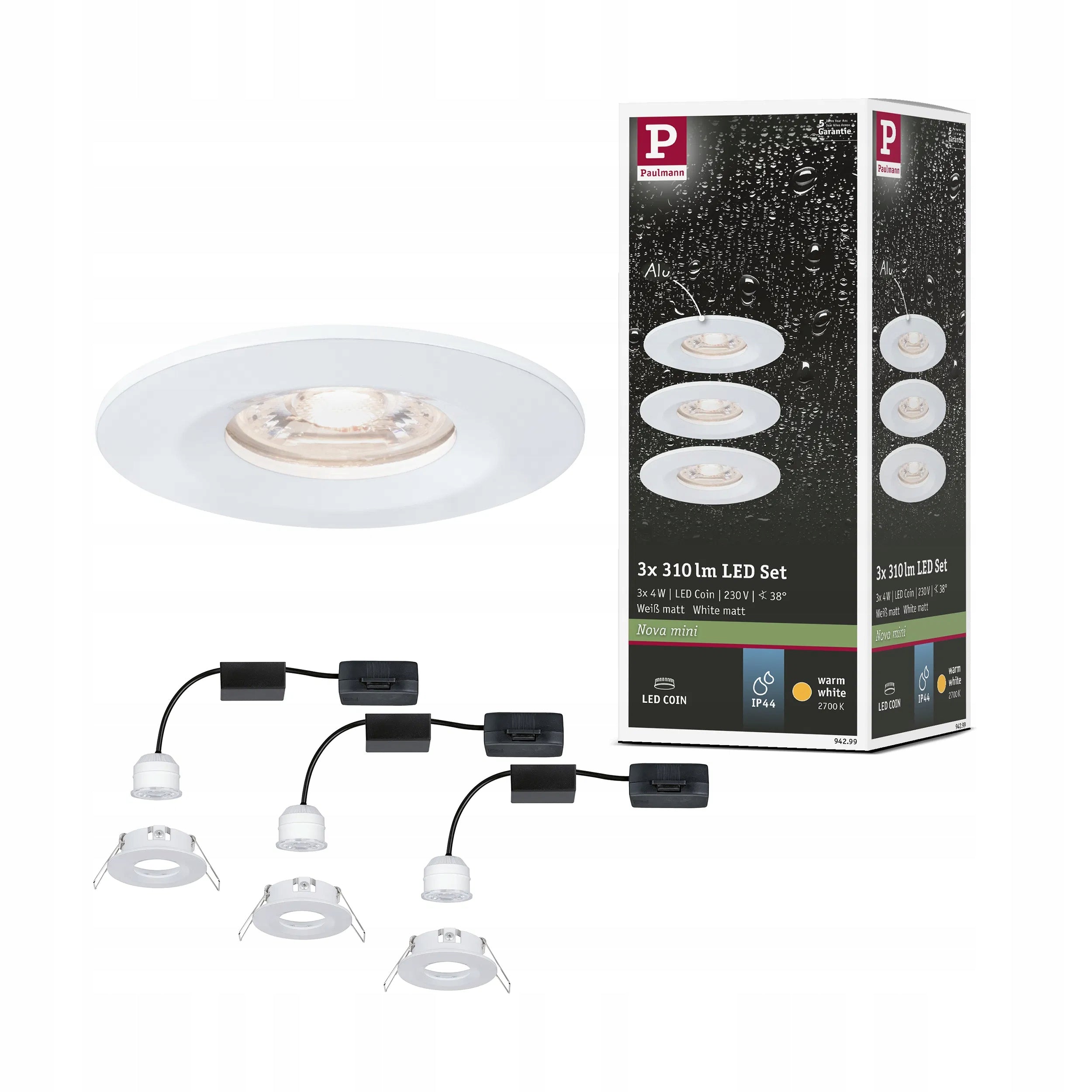 Paulmann LED Recessed lamp luminaire Nova Mini Basic Set Rigid