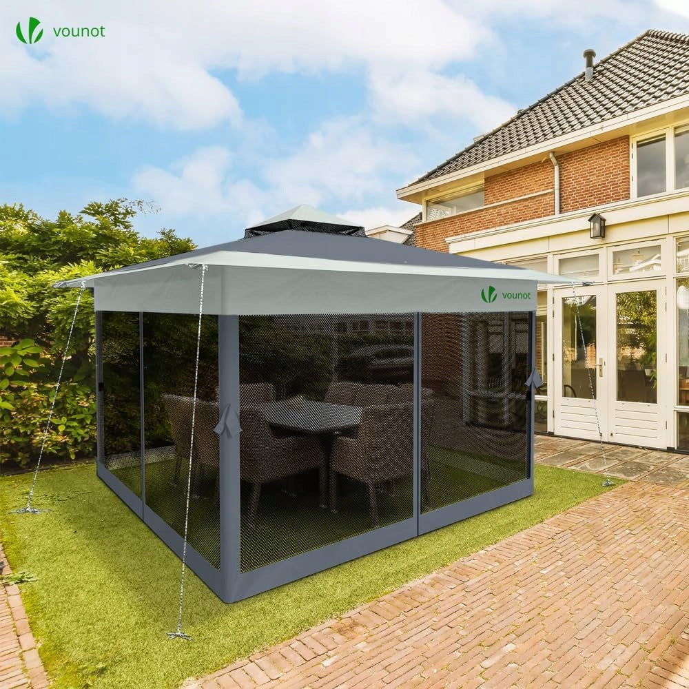 Pavilion 3,6x 3,6 x2,7m pergola pergola 3x3m anthracite pop in with mosquito net Number of side walls none