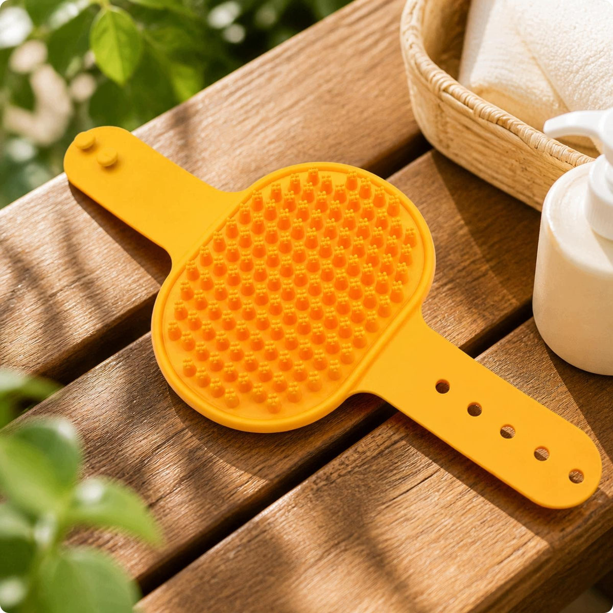 Paw Shaped Ridged Pet Grooming Brush Multifunctional Pet Orange Opp Bag