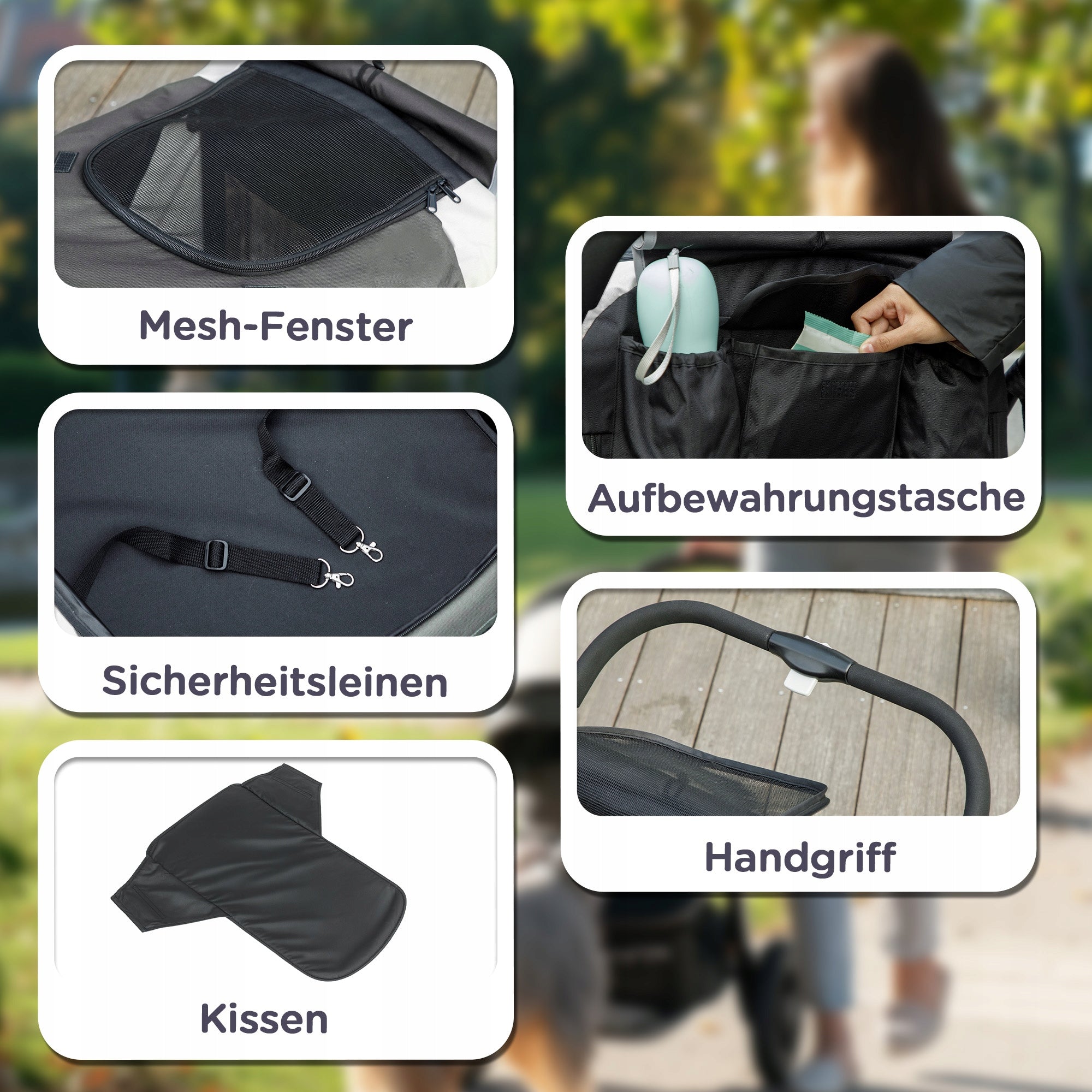 PawHUT Dog Stroller Folding Up to 30kg Large Cushioned Main material fabric