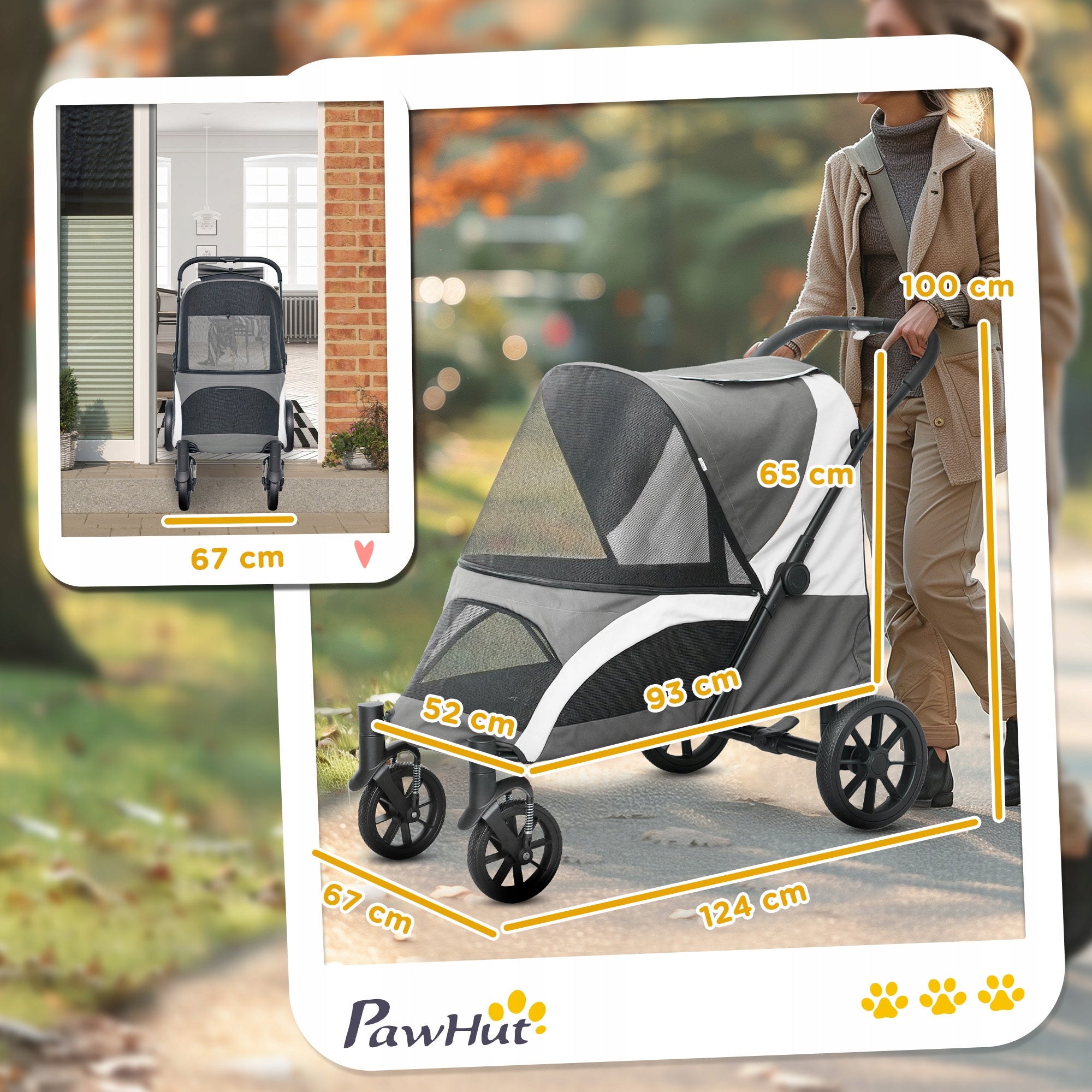 PawHUT Dog Stroller Folding Up to 30kg Large Cushioned Manufacturer code PawHut