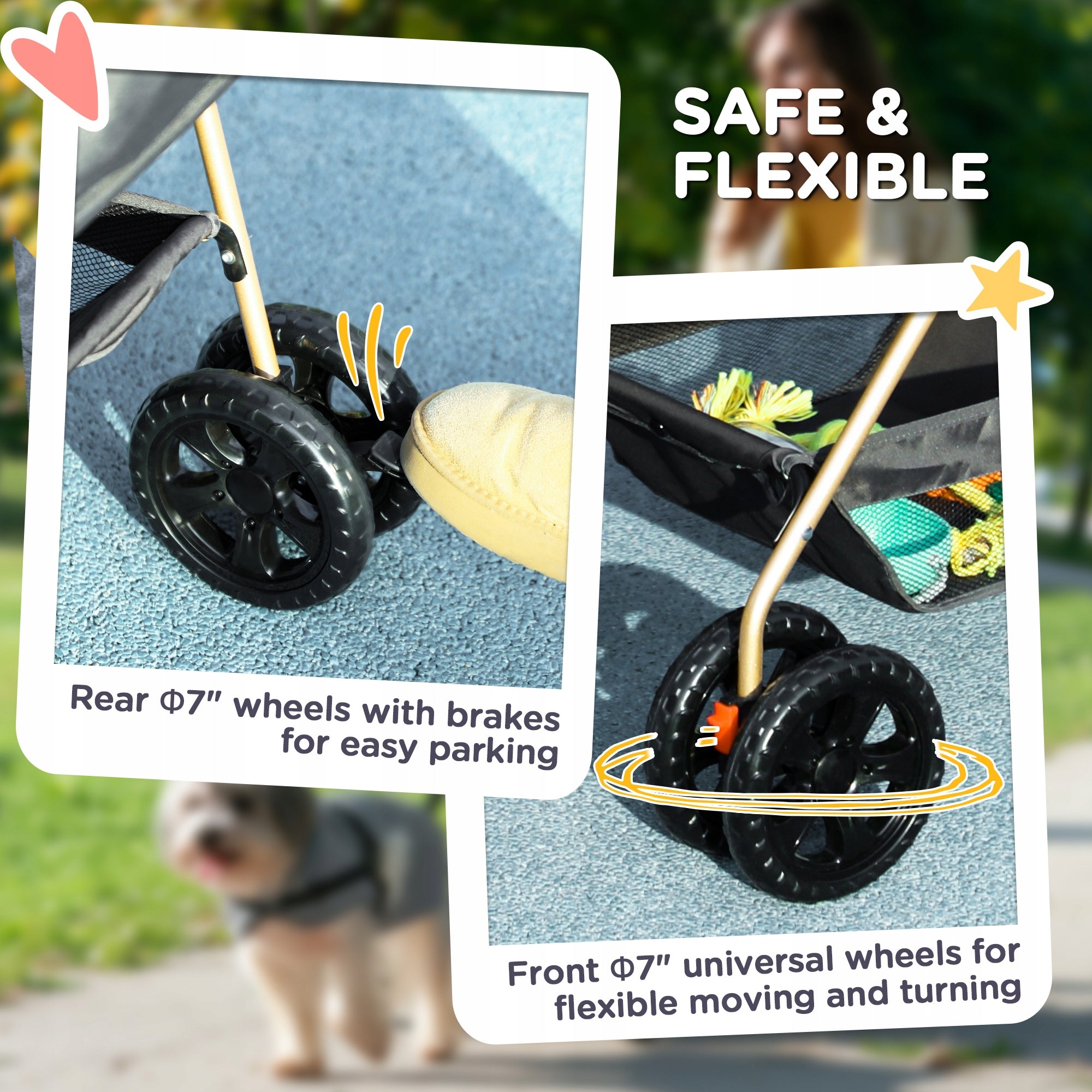 PawHut 3-in-1 Dog Stroller, Folding, Carry Bag, Convenient, Grey Maximum animal weight 4 kg