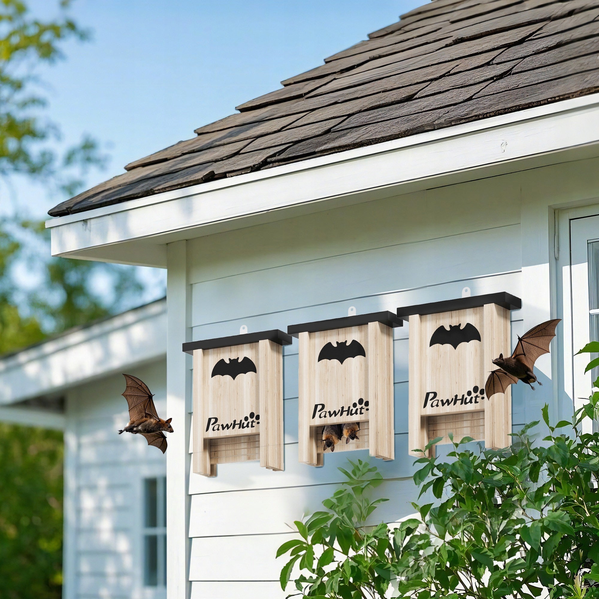 PawHut Bat feeder, set of 3, natural, 18 x 6 x 22,5 cm Manufacturer PawHut