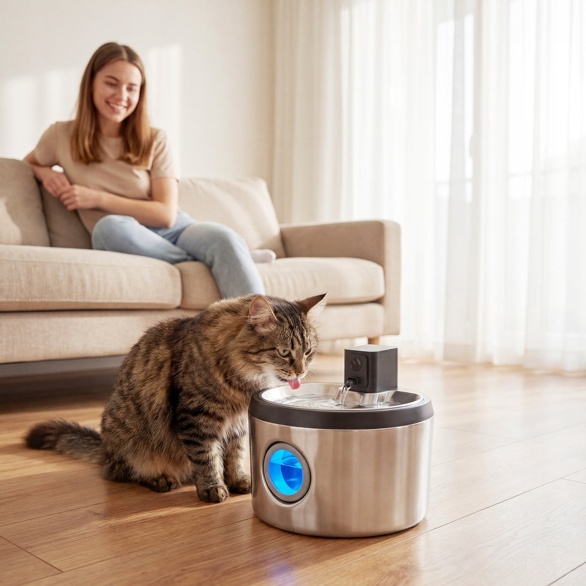 PawHut Cat Drinker 4L Wireless Stainless Steel with Sensor Brand PawHut