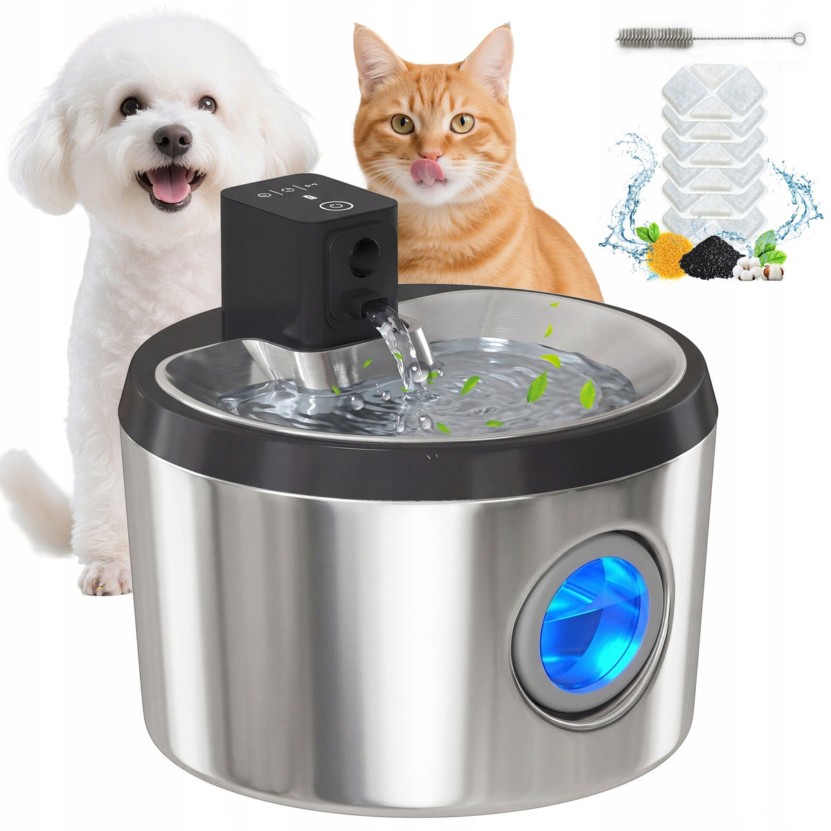 PawHut Cat Drinker 4L Wireless Stainless Steel with Sensor