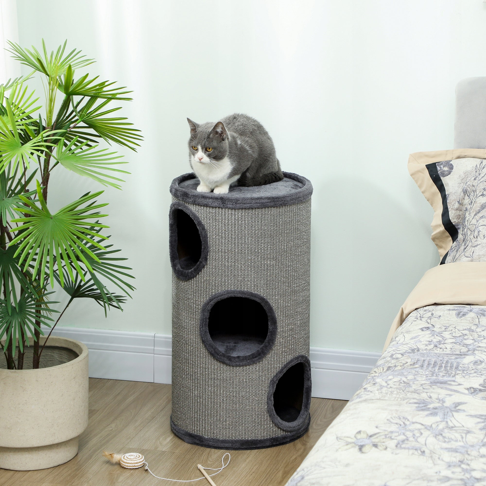 PawHut Cat Scratcher with 3 Levels, Mat and Sisal Cord, 38x38x70 cm Packaging status original