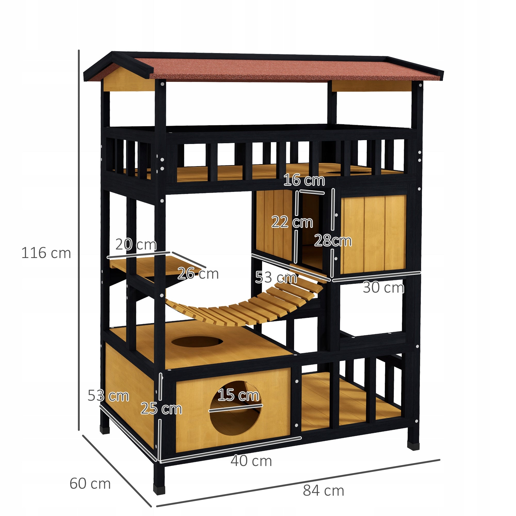 PawHut Cat house with platforms and bridge, for 2 cats Brand PawHut