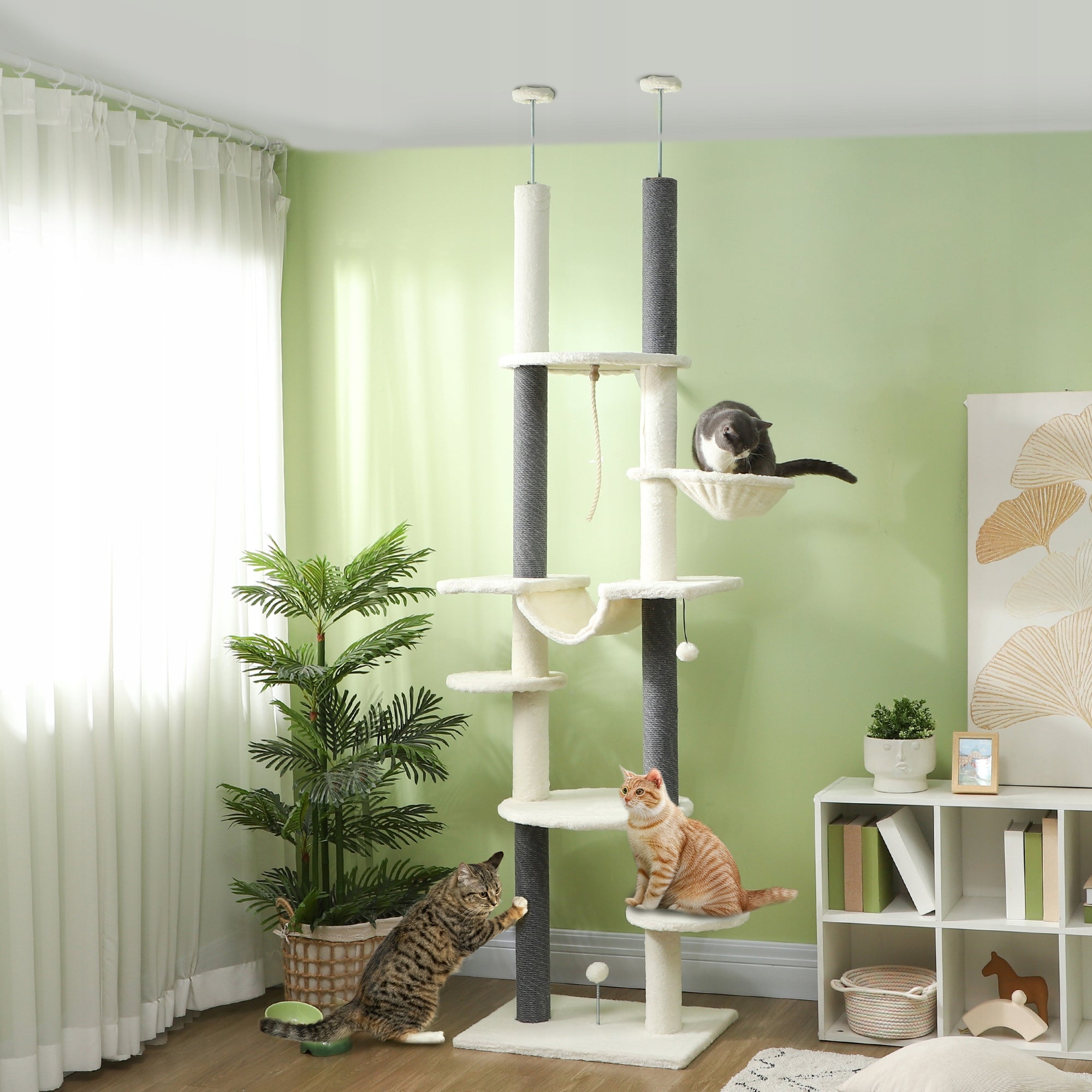 PawHut Cat scratcher, adjustable height 225-255 cm, 7-level, white Manufacturer code PawHut