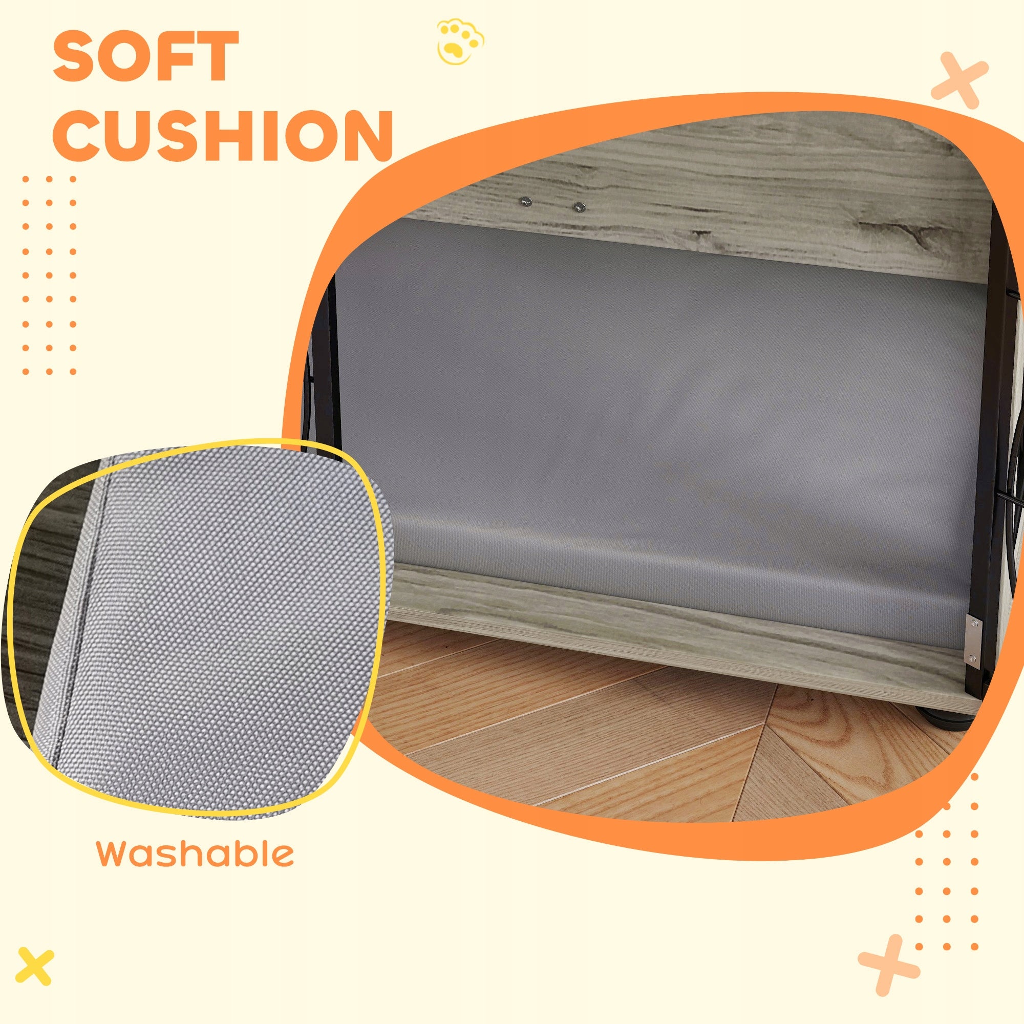 PawHut Dog cage, home, with pillow, grey, 100 x 60 x 73,5 cm Material of manufacture wood