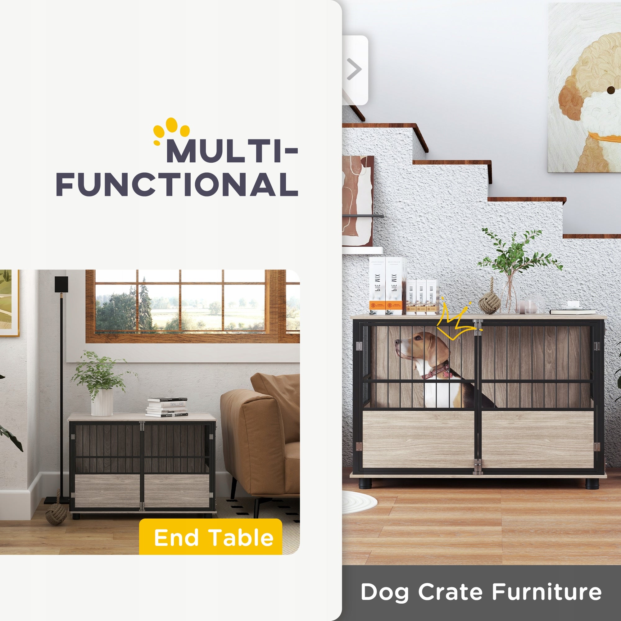 PawHut Dog cage, non-slip, large, for use at home, 100x60x68cm Brand PawHut