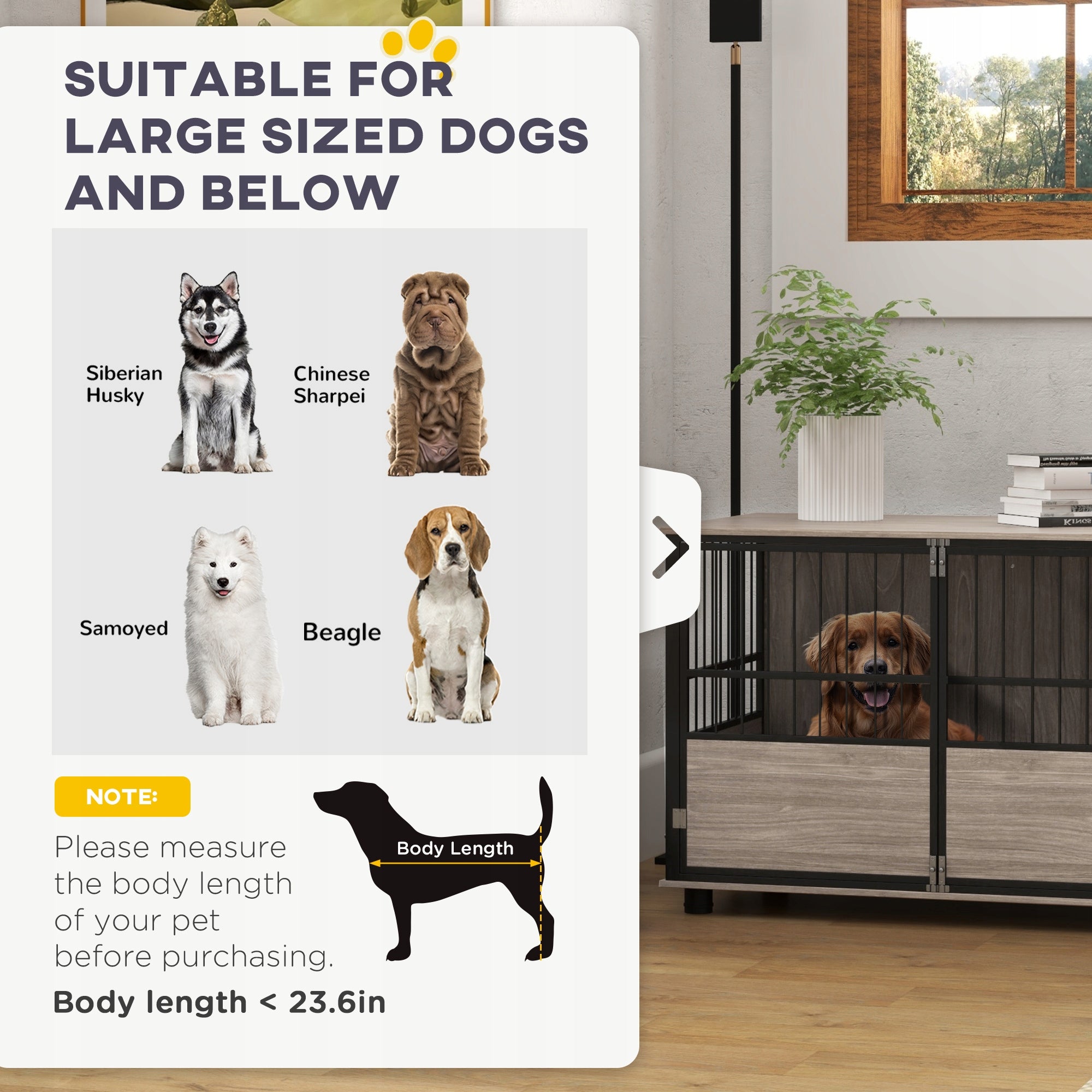 PawHut Dog cage, non-slip, large, for use at home, 100x60x68cm Manufacturer code D02-168V02WN