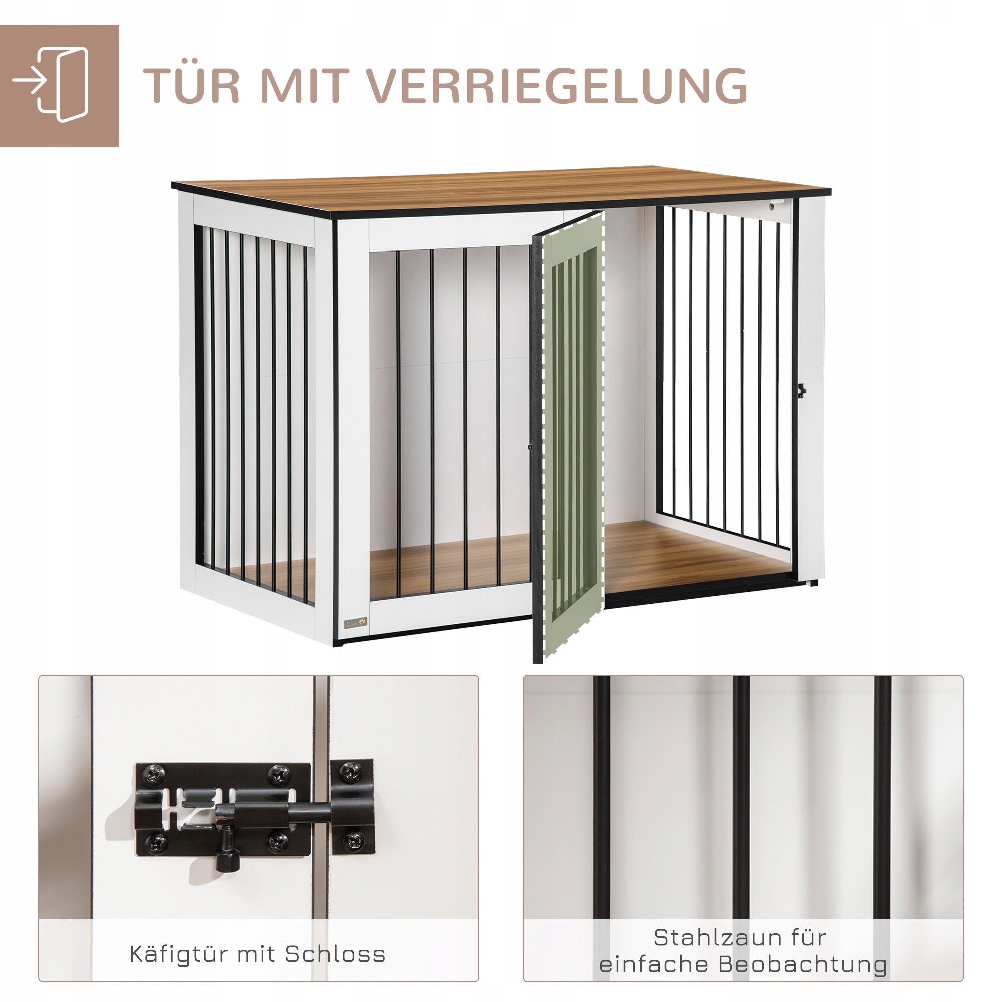 PawHut Dog cage with door and window, as a table for the living room 106x60x76cm Brand PawHut