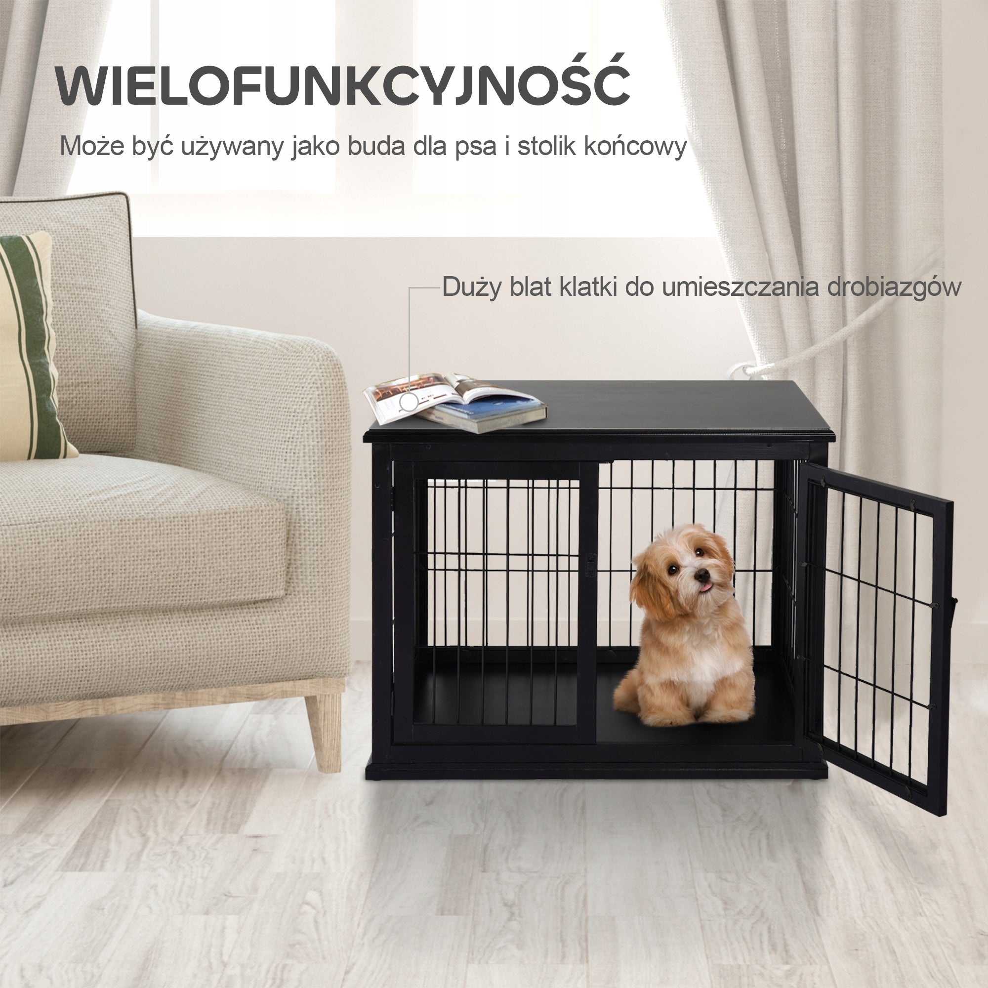PawHut Dog cage with top, black, MDF, metal, 58,5 x 81 x 66 cm Brand PawHut