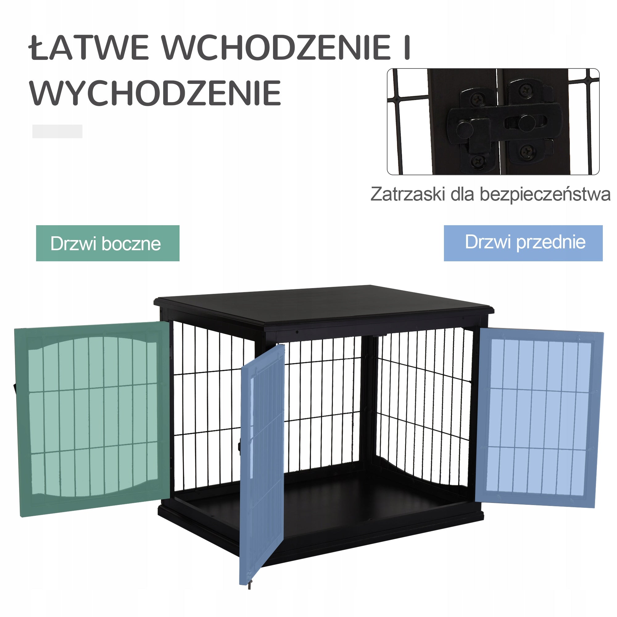 PawHut Dog cage with top, black, MDF, metal, 58,5 x 81 x 66 cm Length 58.5 cm