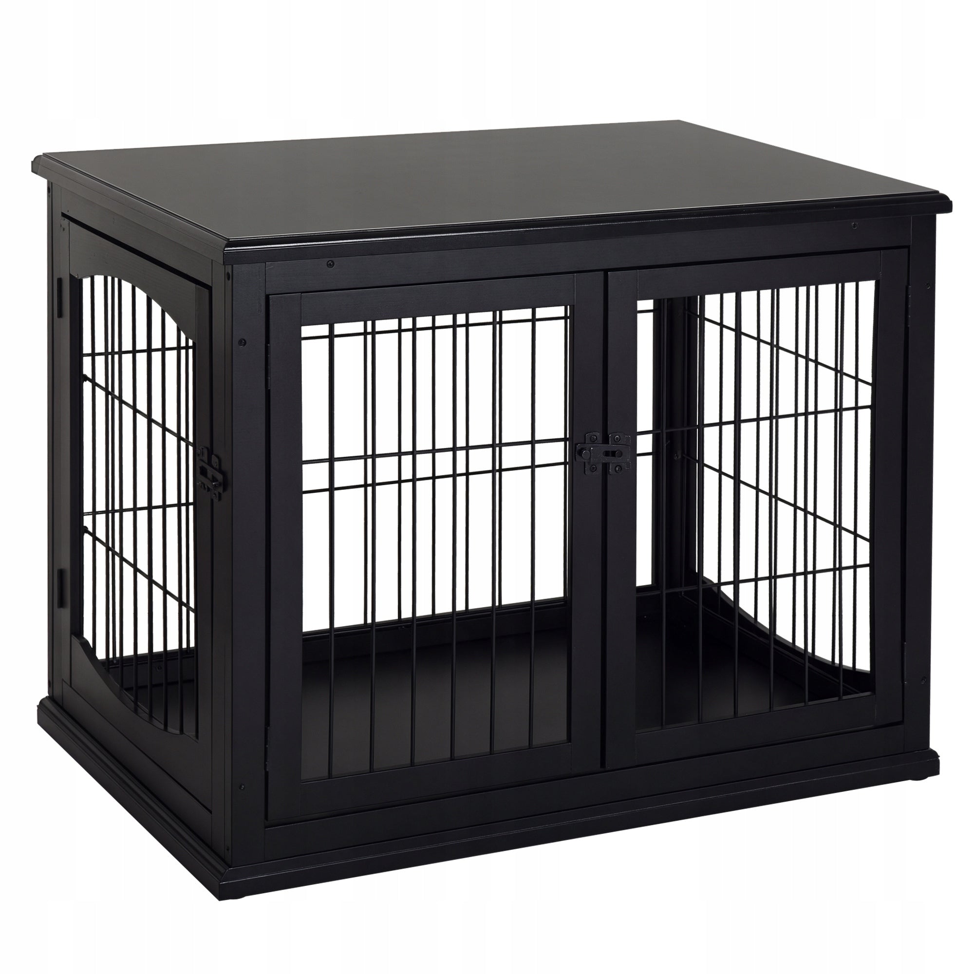 PawHut Dog cage with top, black, MDF, metal, 58,5 x 81 x 66 cm
