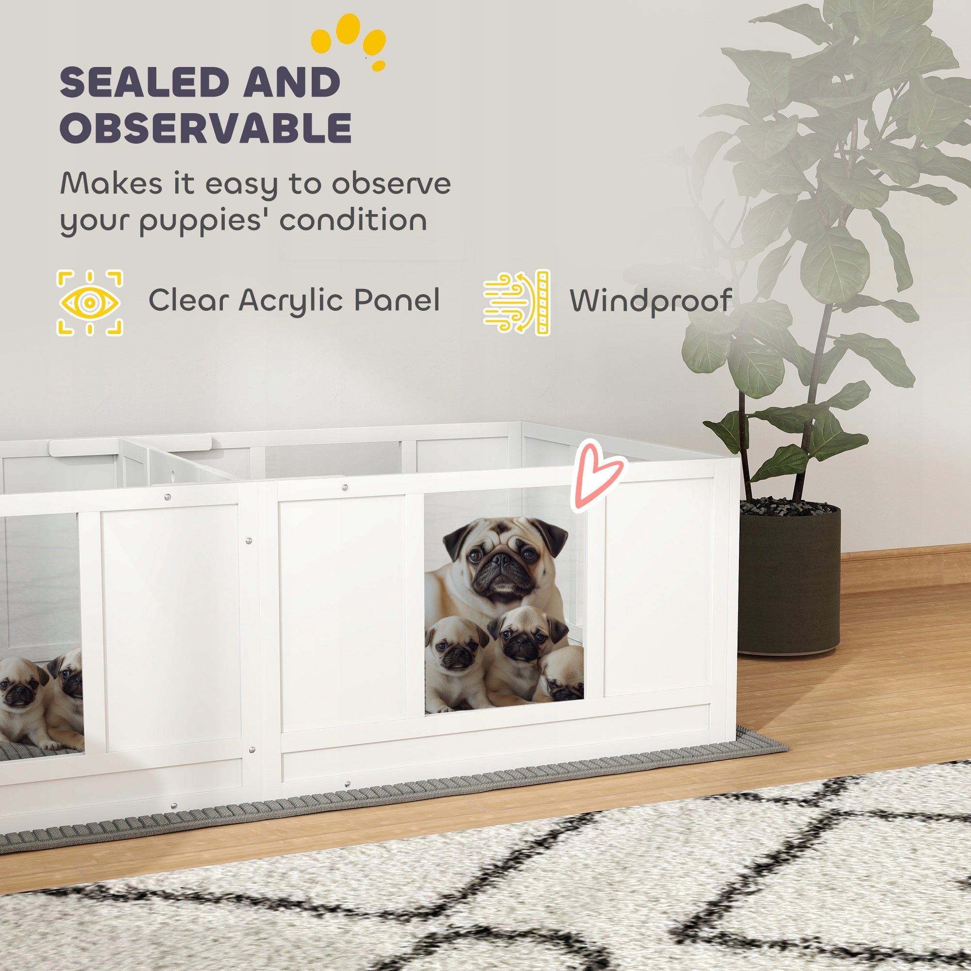 PawHut Dog enclosure with transparent panels, 164 x 80 cm Brand PawHut