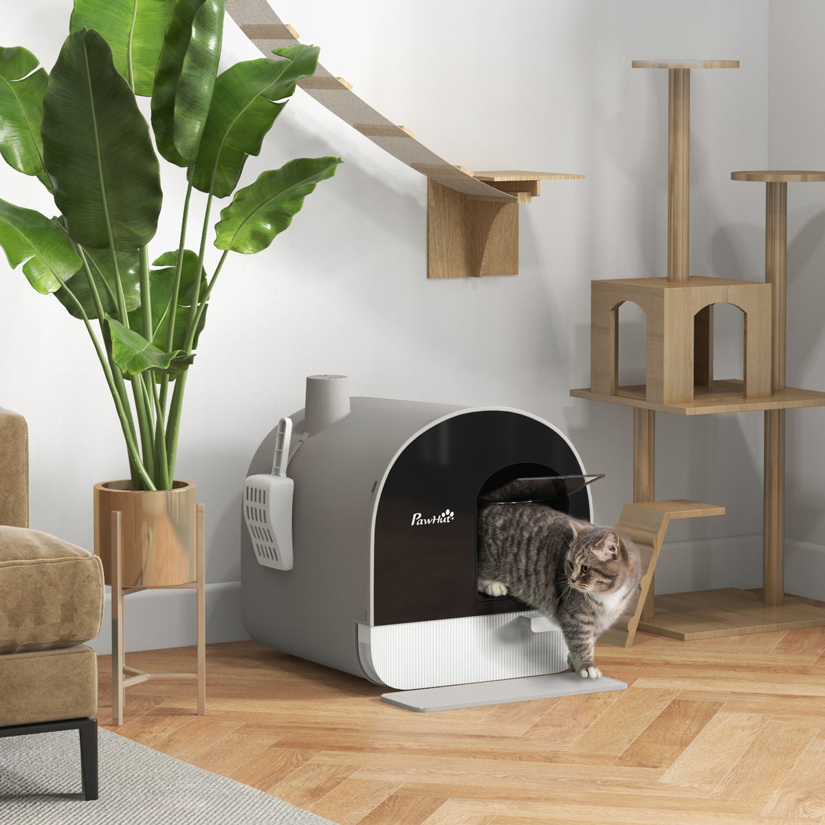 PawHut Enclosed Cat Litter Box, 44 cm x 43 cm x 47 cm Manufacturer code D31-050V00WT