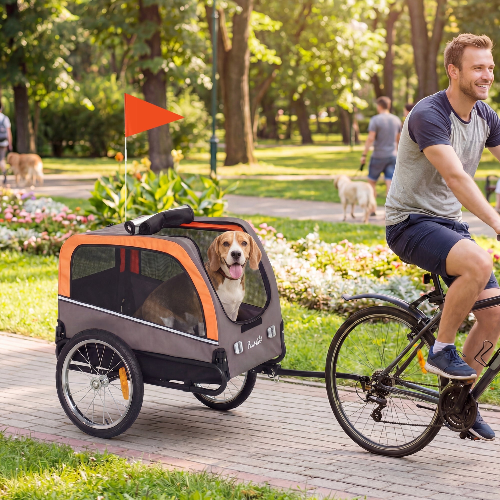 PawHut Folding bicycle trailer for dogs with reflectors 2 doors Packaging status original