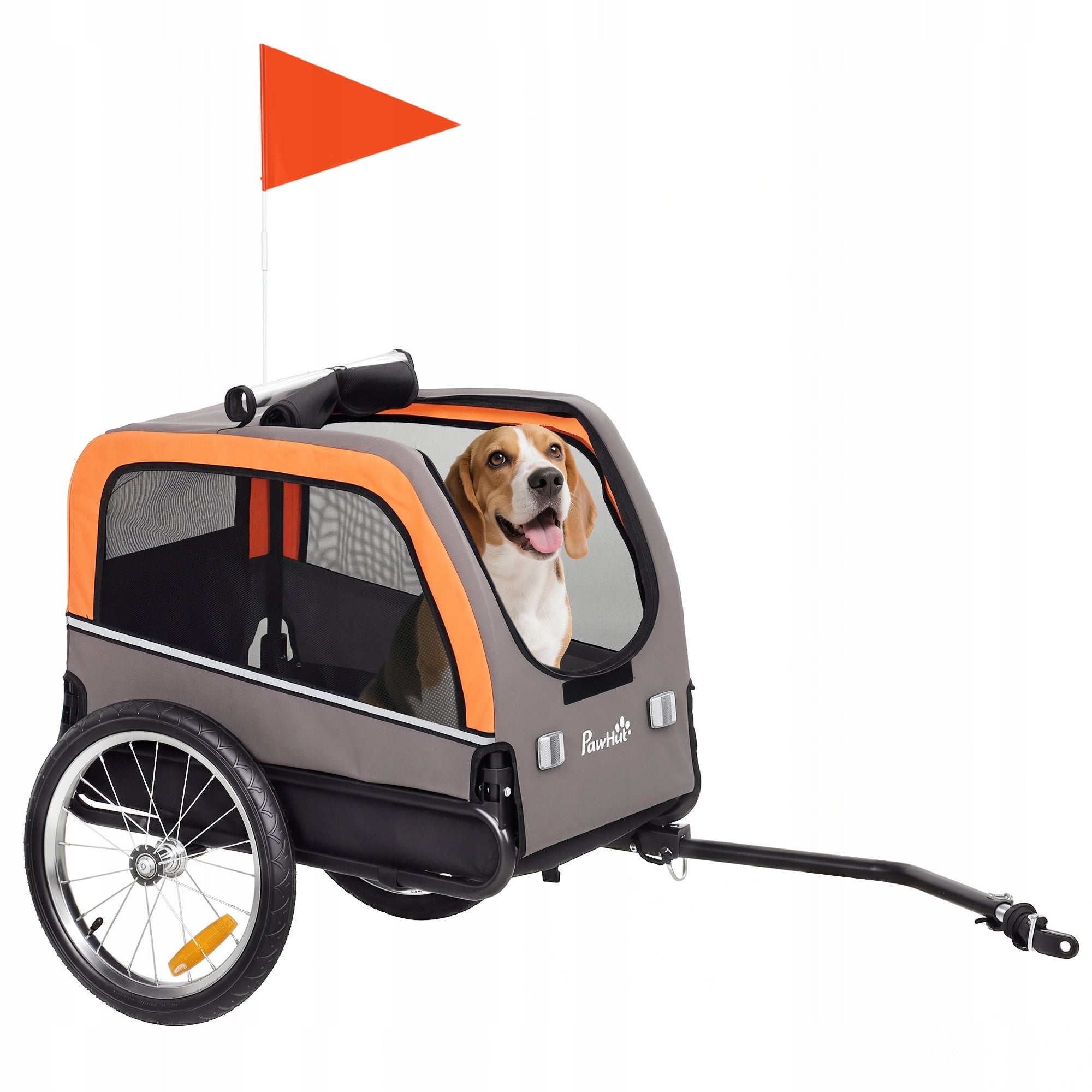 PawHut Folding bicycle trailer for dogs with reflectors 2 doors