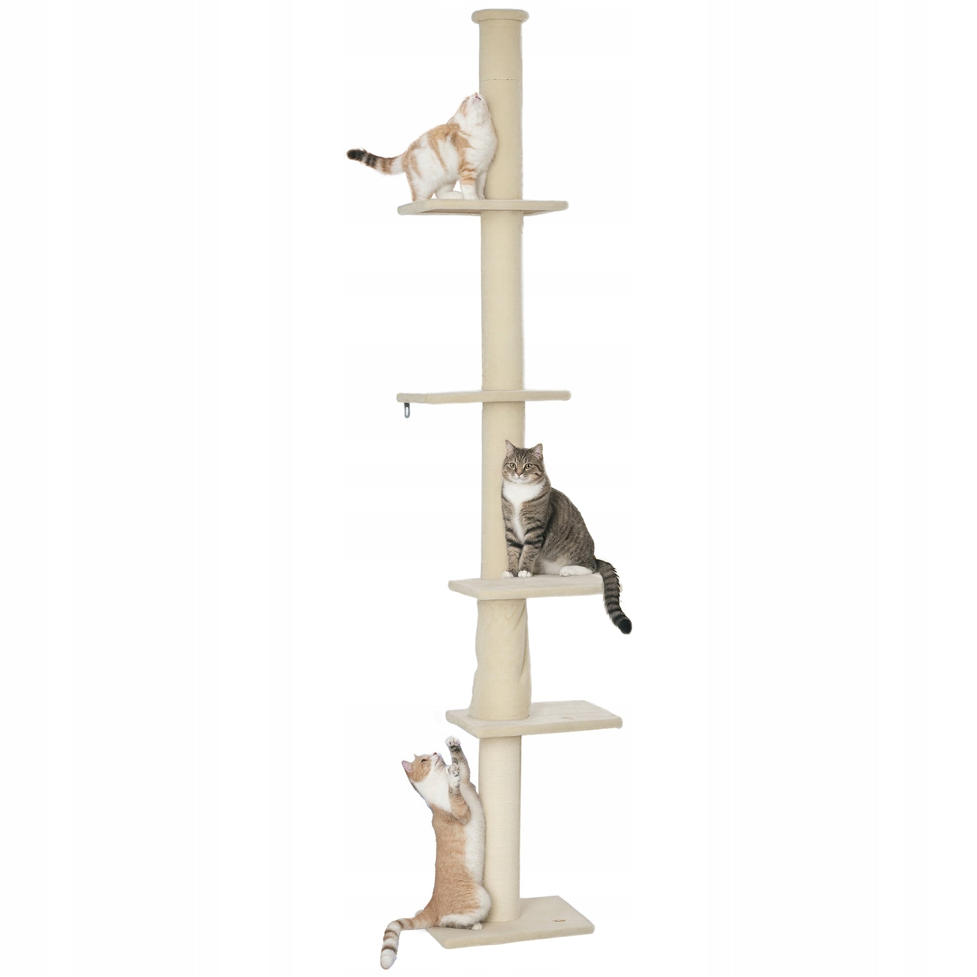 PawHut Multi-level cat tree, 225-275 cm, floor to ceiling
