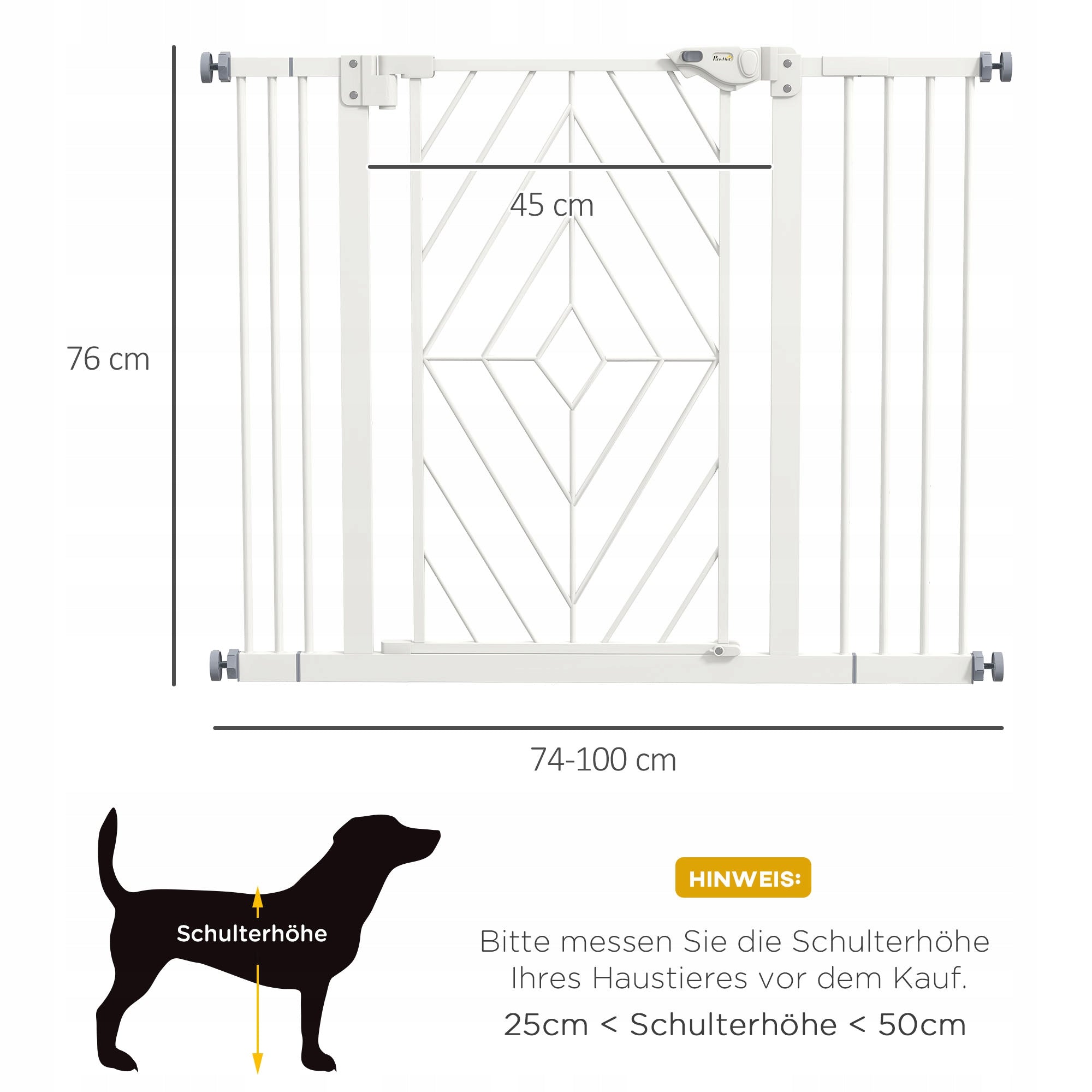PawHut Safety gate for doors and stairs for dogs, 100 x 4 x 76 cm Length 1 cm
