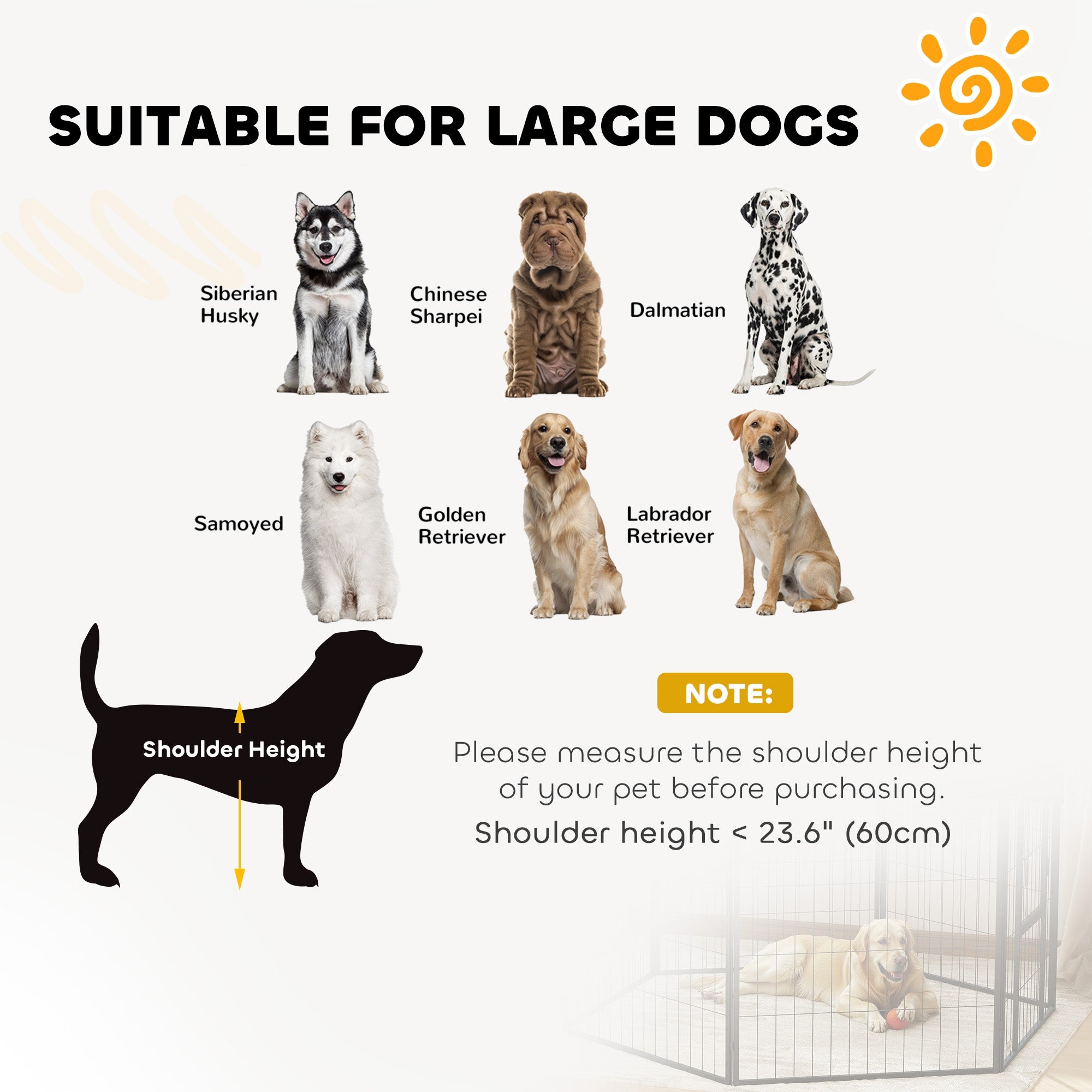 PawHut Set of 2 Puppies Fence Panels, Steel, Black, 80x100 cm Length 80 cm