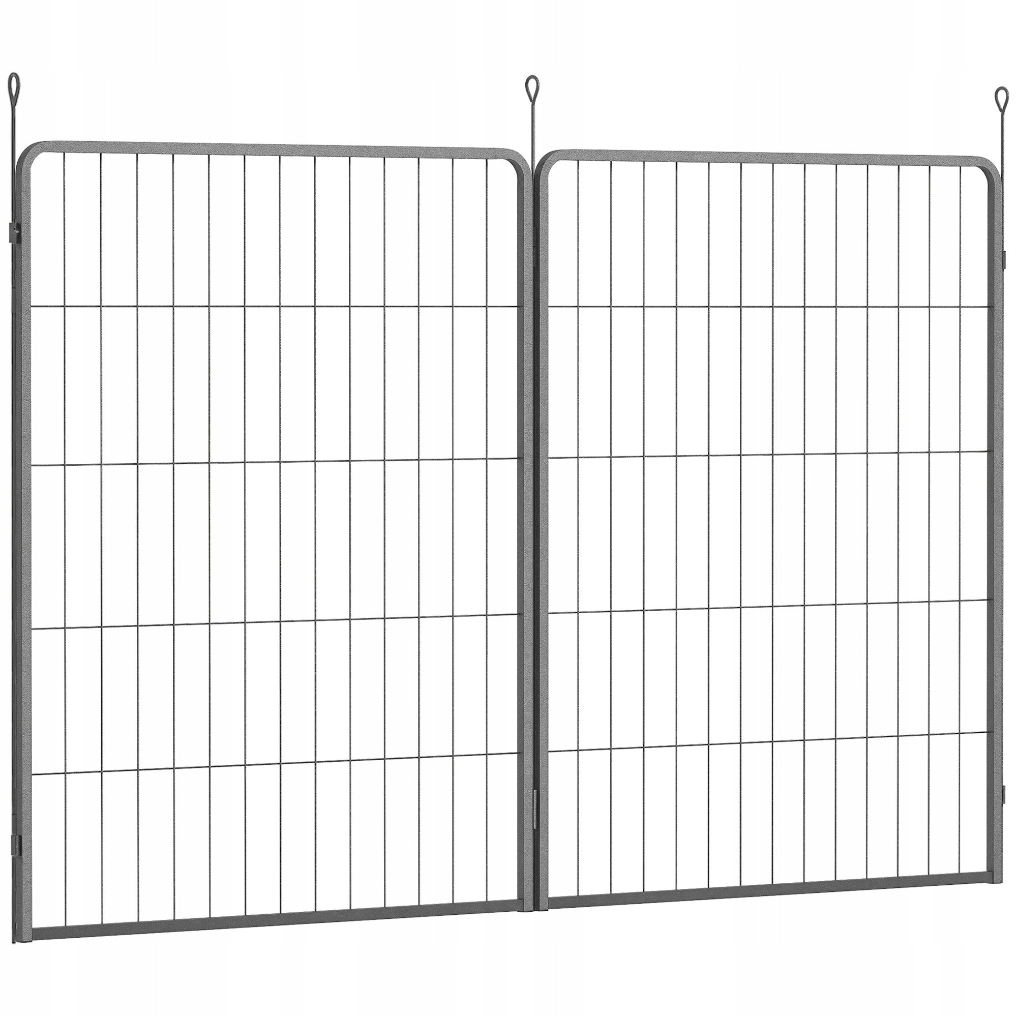 PawHut Set of 2 Puppies Fence Panels, Steel, Black, 80x100 cm