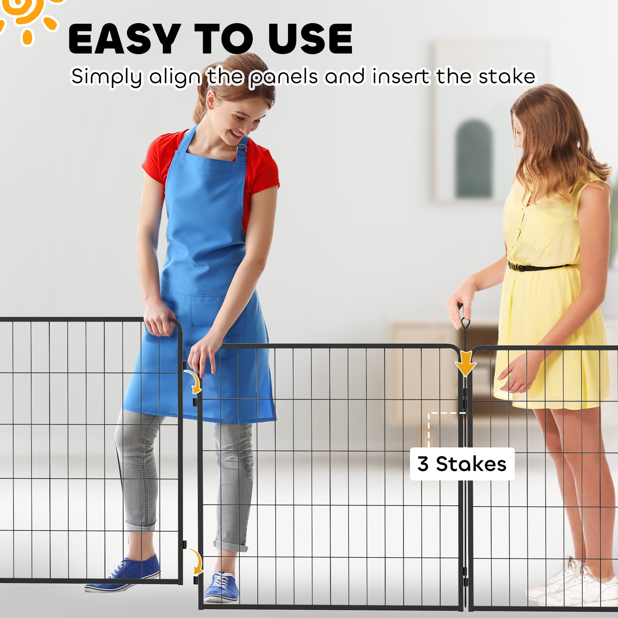 PawHut Set of 2 Puppies Fence Panels, Steel, Grey, 80 x 80 cm Brand PawHut