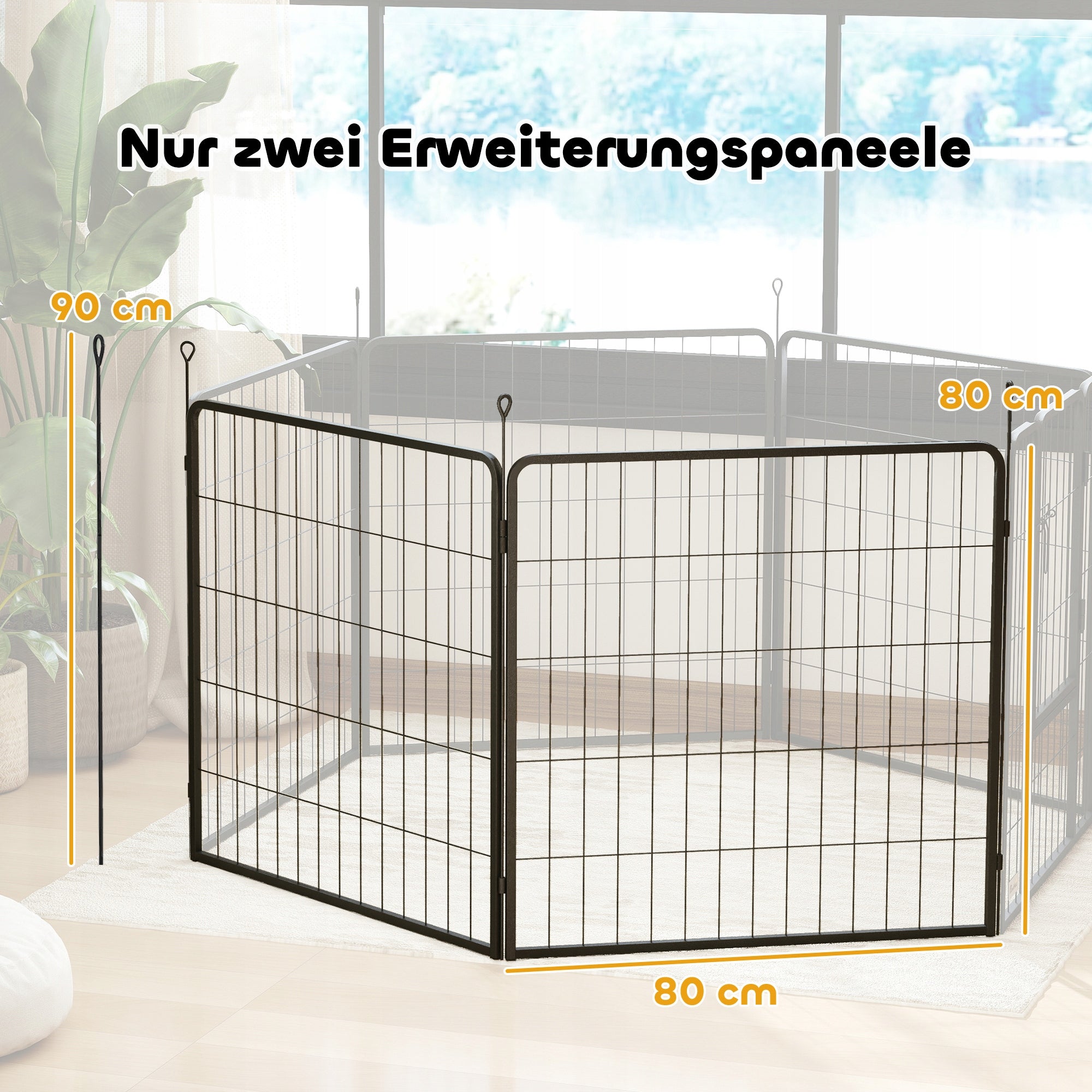 PawHut Set of 2 Puppies Fence Panels, Steel, Grey, 80 x 80 cm Kind playpen