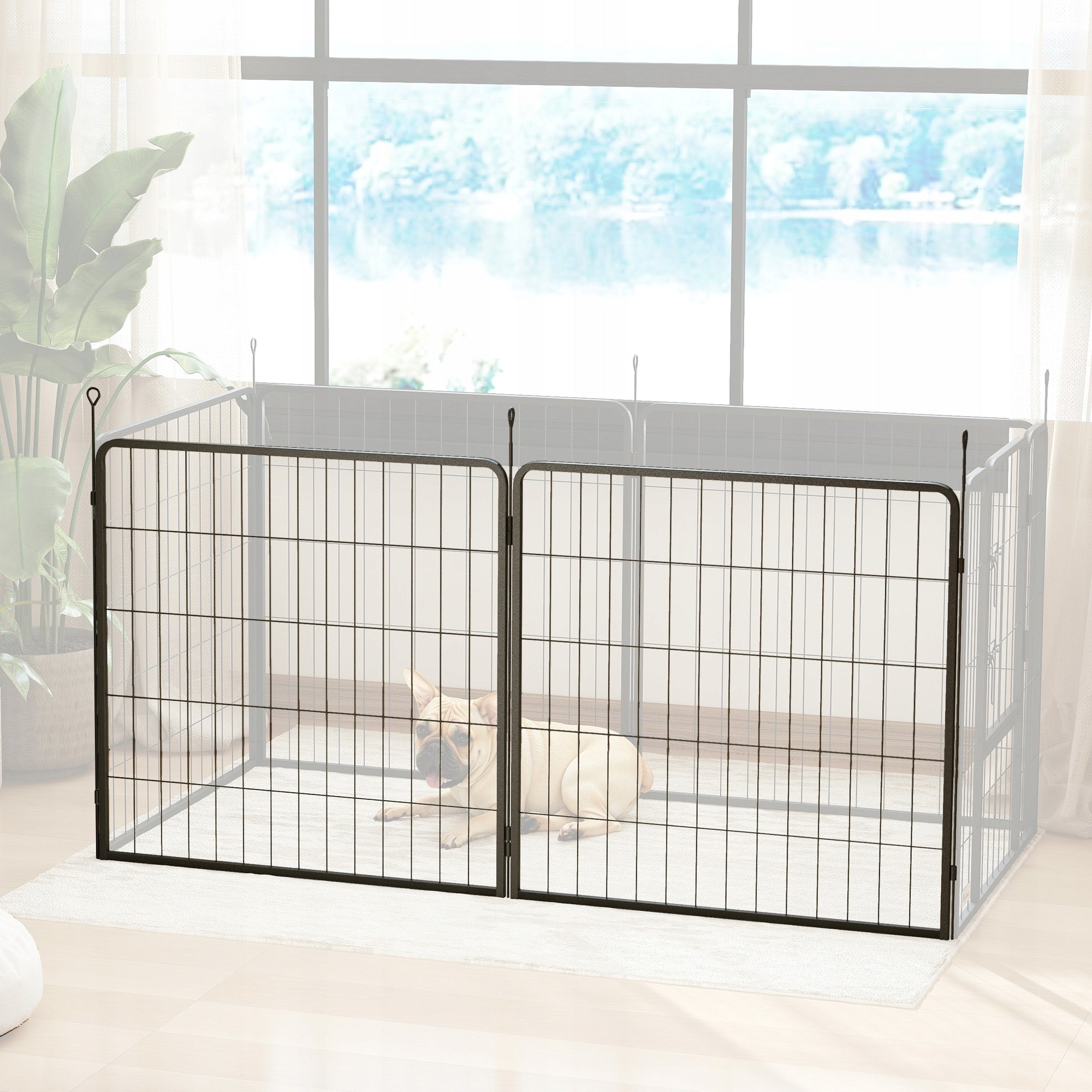 PawHut Set of 2 Puppies Fence Panels, Steel, Grey, 80 x 80 cm Packaging status original