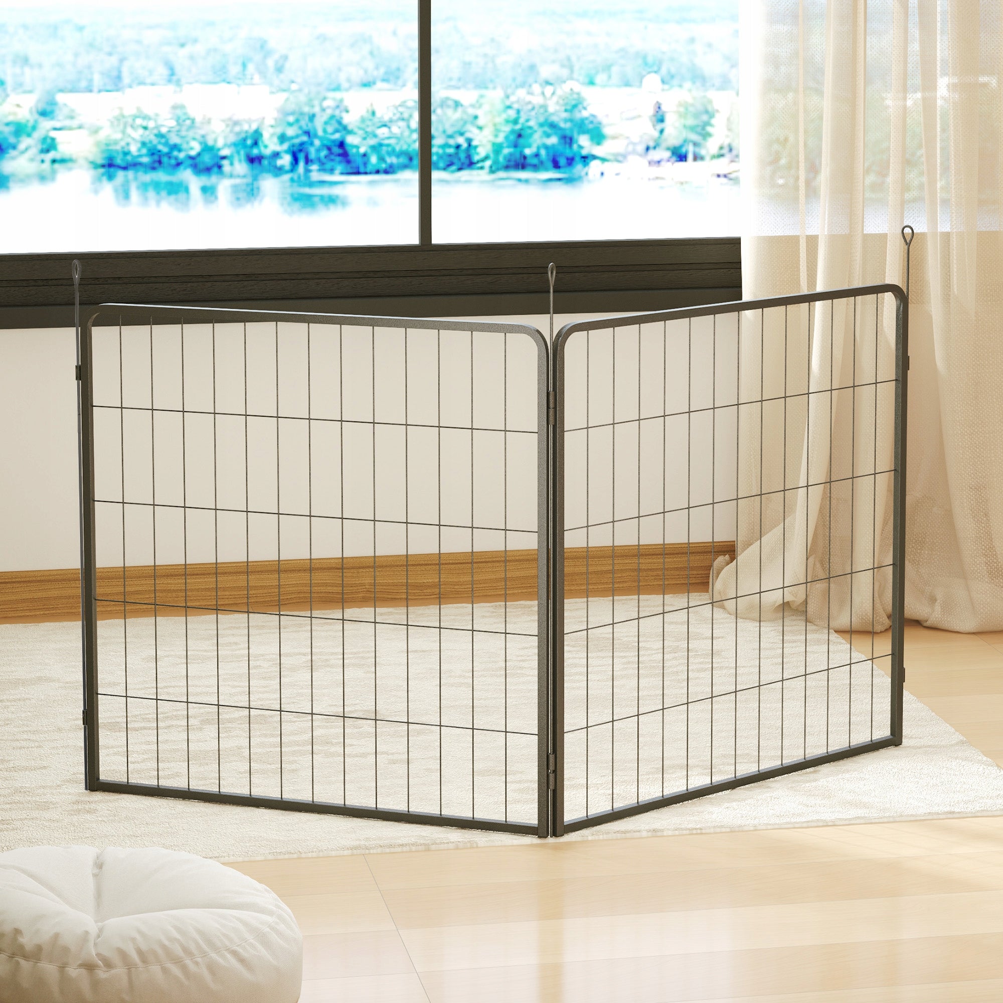 PawHut Set of 2 Puppies Fence Panels, Steel, Grey, 80 x 80 cm Product height 80 cm
