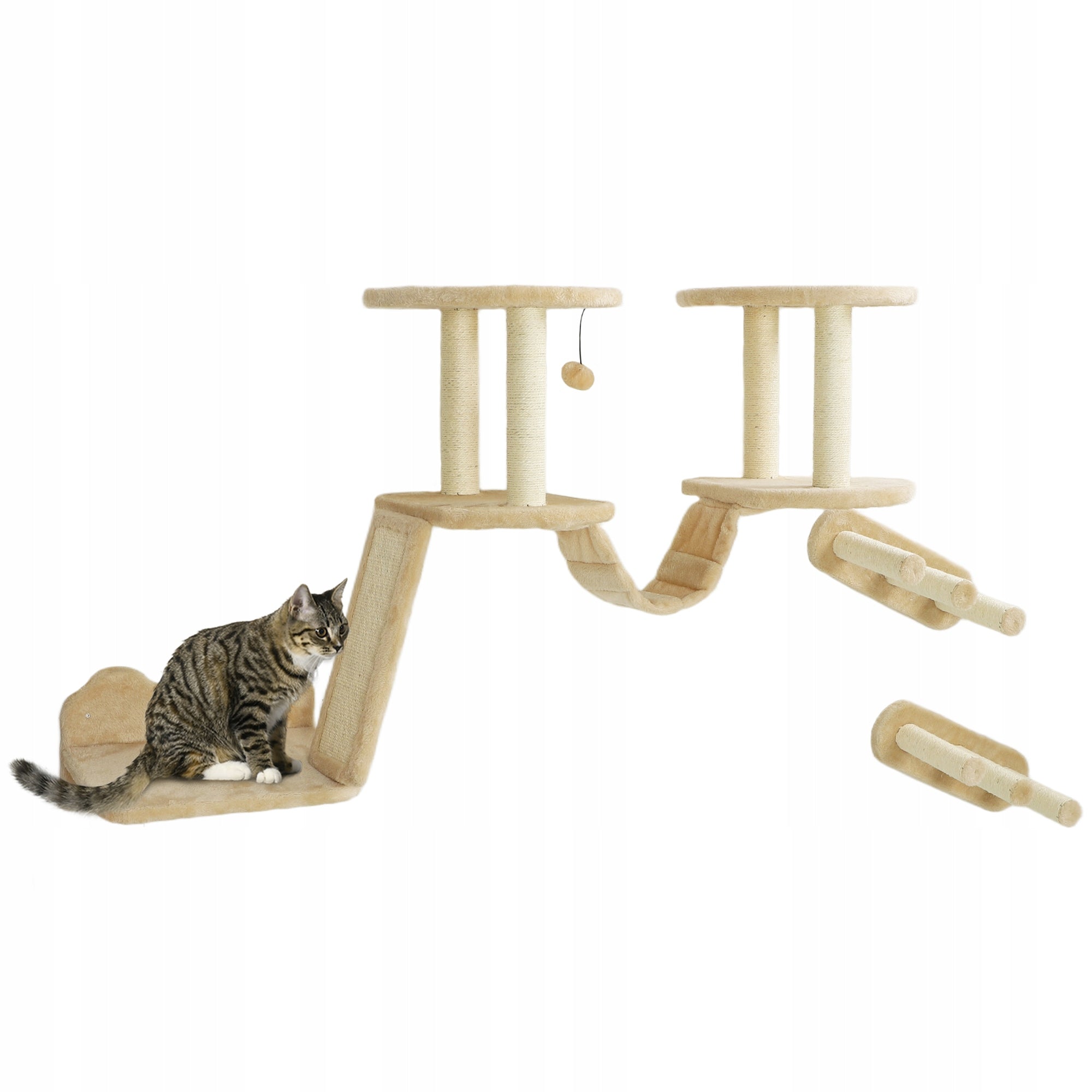 PawHut Set of ladders for cats, 3 elements, with scratching post, shelves