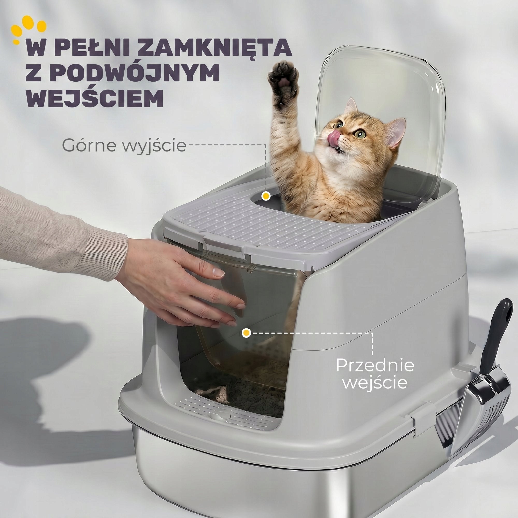 PawHut Stainless Steel Cat Cuvette with Lid, Closed, Grey Brand PawHut