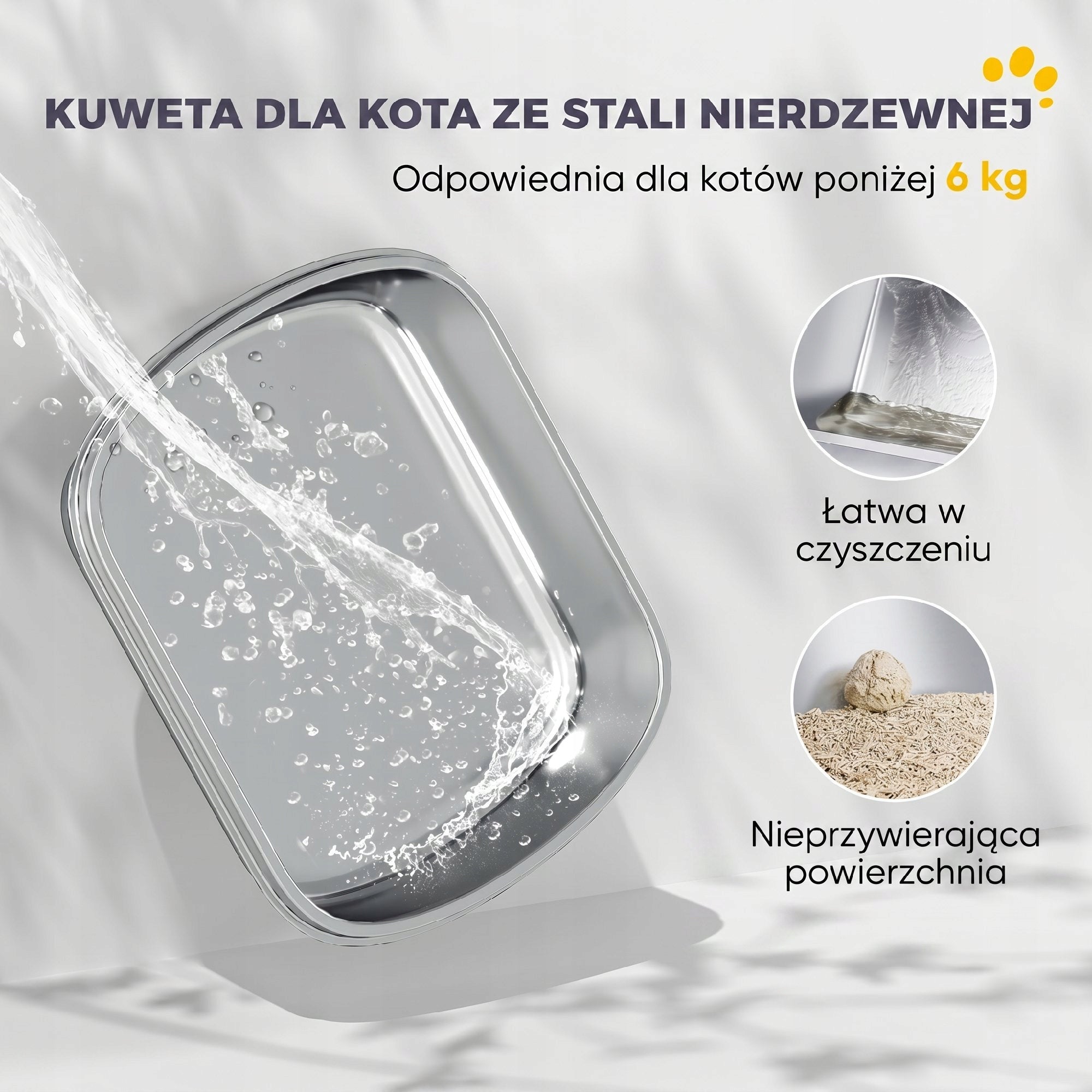 PawHut Stainless Steel Cat Cuvette with Lid, Closed, Grey Manufacturer code D31-140V00LG