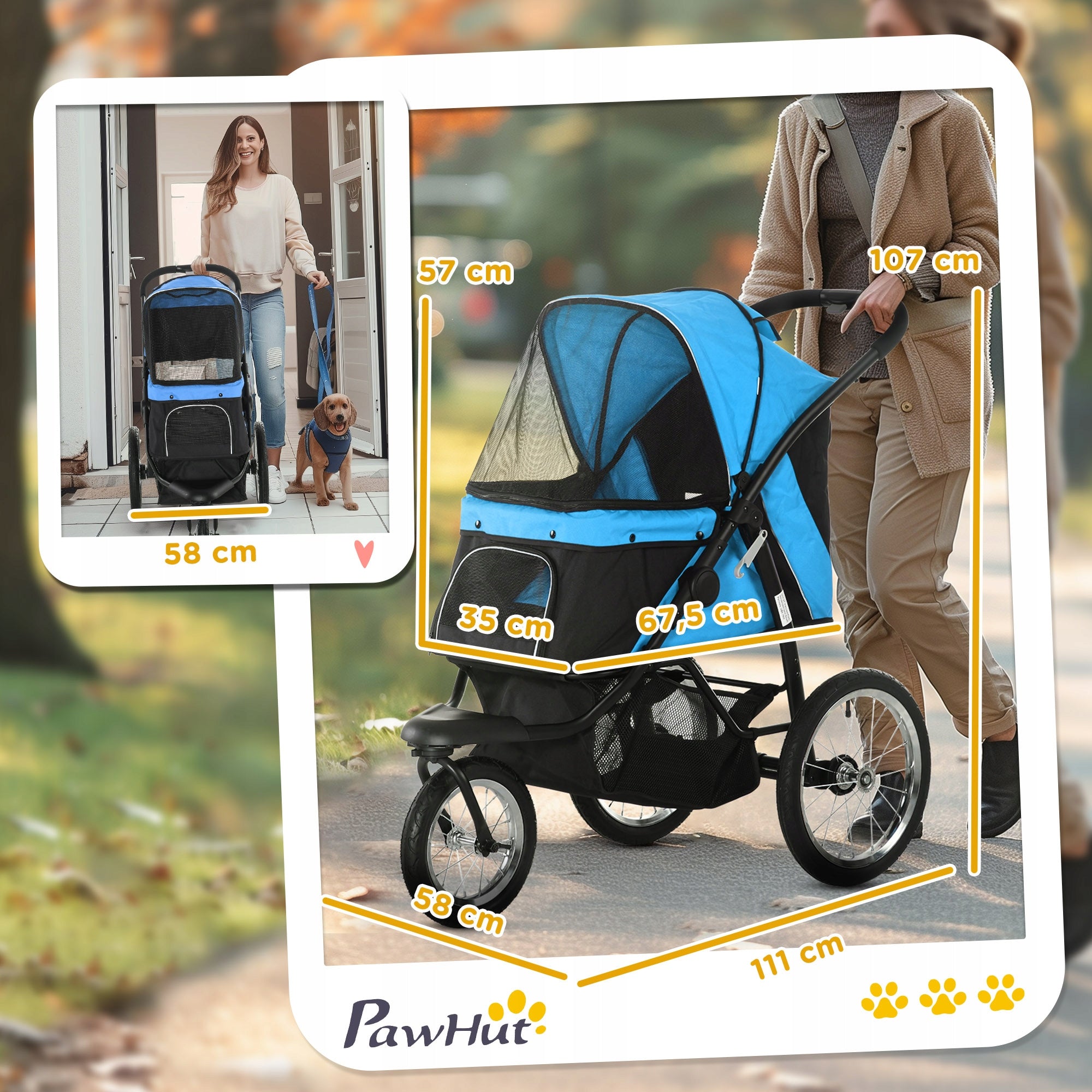 PawHut Stroller Jogger Folding Function for Small and Medium Dogs up to 20 kg Brand PawHut